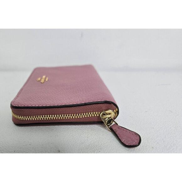 Coach Medium ID Zip Around Wallet Pink/Rose Pebble Leather - Picture 5 of 9